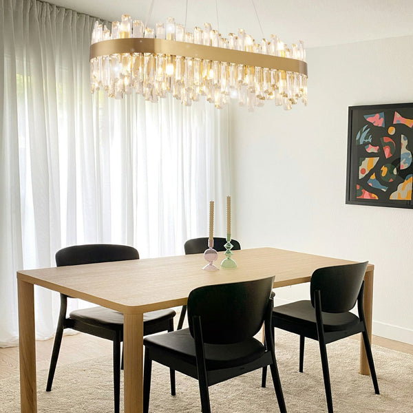 English Elm 36-Inch Modern Luxury Gold Crystal Chandelier with 24 Lights, Adjustable Height, Brass Frame, Elegant Centerpiece W2869P218651