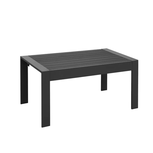English Elm 4-piece Outdoor Aluminum Conversation Set with Deep Lounge Seating and Wpc Coffee Table Dark Grey B082S00089