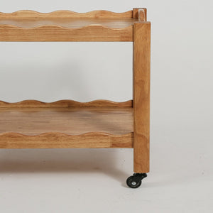 English Elm Solid Rubberwood Two Tier Rolling Table with Locking Casters for Modern Living W3040P455688
