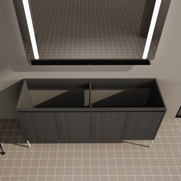 English Elm 60" Modern Freestanding Bathroom Vanity Cabinet with Soft-Close Doors, Ample Storage, KD Package Excluding Sink W1972P243180