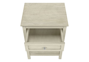 English Elm Accent 2-Tier Narrow End Table with Drawer and Shelf, Transitional Veneer Top, Solid Wood Legs for Compact Spaces White 28 L x 19 W x 7 H B2710P219487