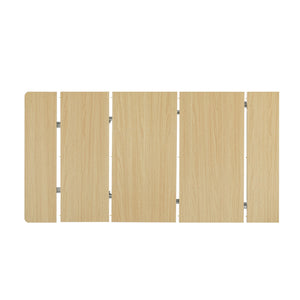 English Elm TREXM Extendable Dining Table with LED Light Strip, Built-In USB/Type-C Outlet, Rolling Space-Saver Cabinet Grey-Blue,Natural XW000024AAE