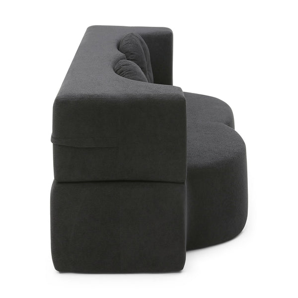 English Elm 2-in-1 Folding Sofa Bed with Plush Foam Support — Convertible Floor Couch to Queen Guest Sleeper Black W1117P325084