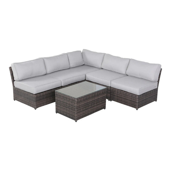 English Elm 4-Person Wicker Outdoor Seating Set With Cushions, Coffee Table & Modular Design For Ultimate Comfort B120S00133