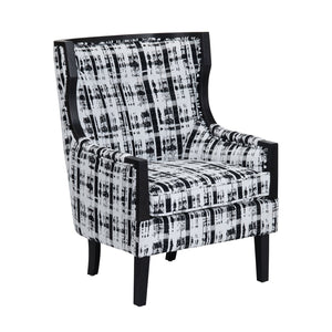 Crestview Collection Transitional Accent Chair With Artistic Plaid Design, Comfortable Cushion & Stylish Black Frame Black Polyester Cvfzr6153