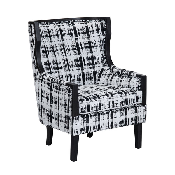 Crestview Collection Transitional Accent Chair With Artistic Plaid Design, Comfortable Cushion & Stylish Black Frame Black Polyester Cvfzr6153