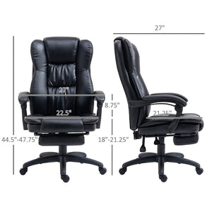 English Elm High Back Pu Leather Executive Chair with 6-point Vibration Massage and Reclining Footrest T3971P410428