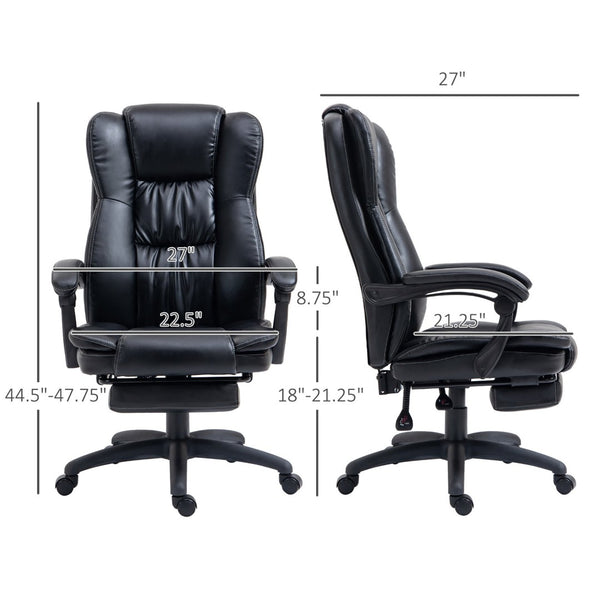 English Elm High Back Pu Leather Executive Chair with 6-point Vibration Massage and Reclining Footrest T3971P410428