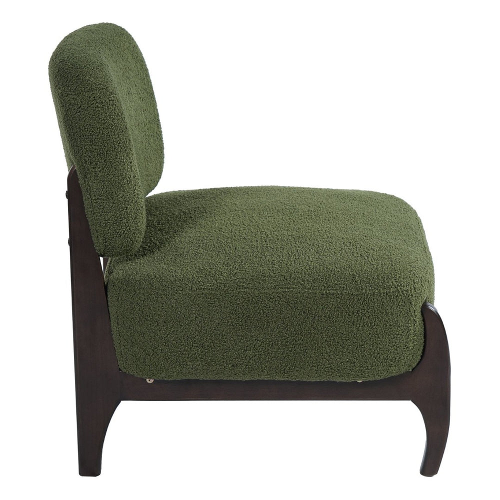 English Elm 26" Boucle Lounge Chair Solid Wood Frame Woven Texture Minimalist Seat for Any Room Green N767P408732D