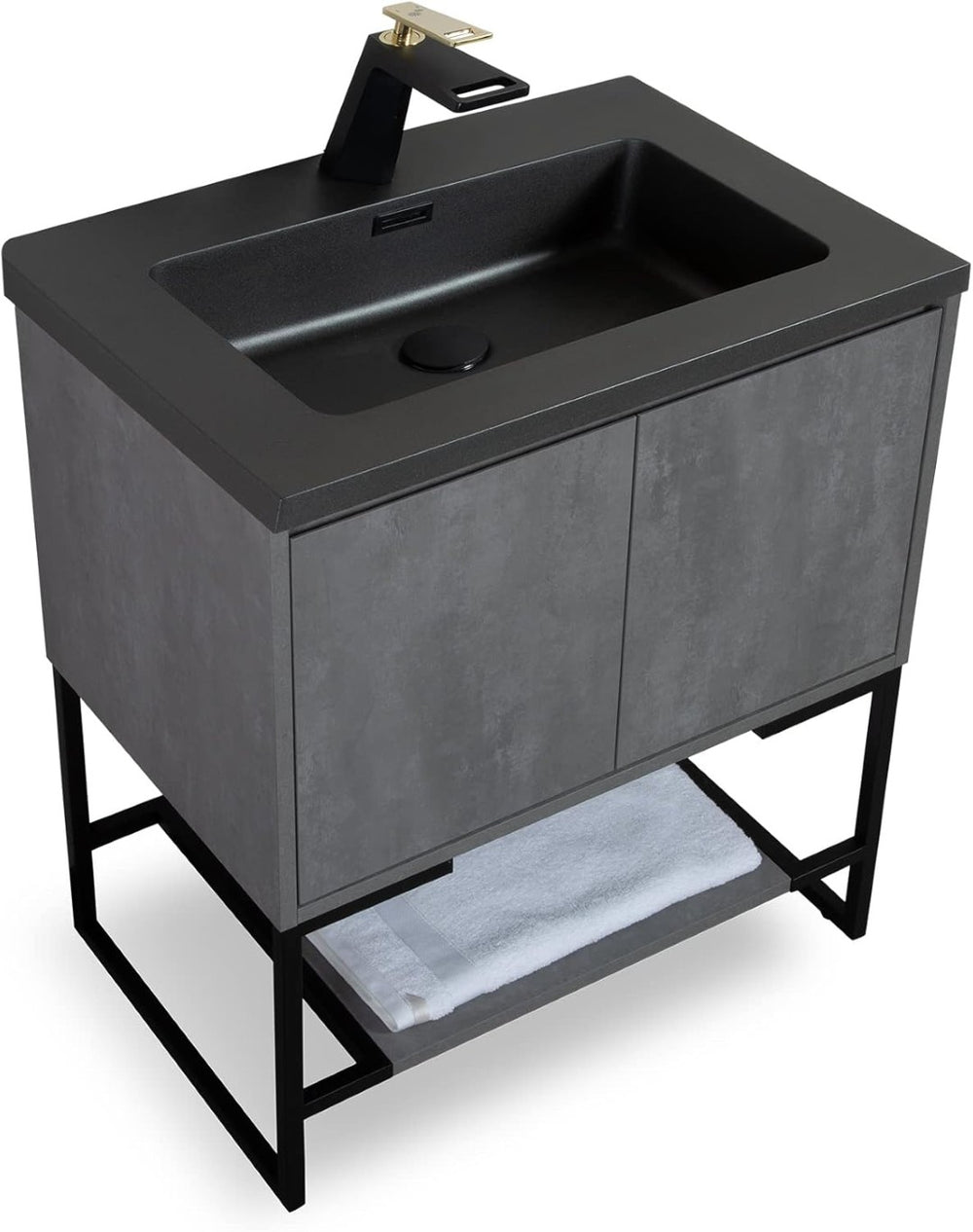 English Elm 24'' Floating Bathroom Vanity Base with Stainless Steel Legs Modern Mfc Cabinet Grey W1920P254031