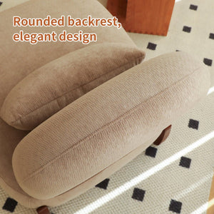 English Elm Cute Barrel Velvet Accent Chair Armless Solid Wood Legs Cozy Reading Nook Seat Camel W2105P412976