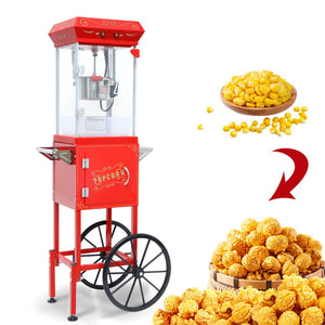 English Elm 6oz Retro Theater Popcorn Popper Cart with Stainless Kettle for Game Room Fun Red W2841P272023