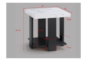 English Elm Gray 3-Piece Cocktail Set – White Faux Marble Rectangular Coffee Table + 2 End Tables, Modern Durable Elegance B011P316852