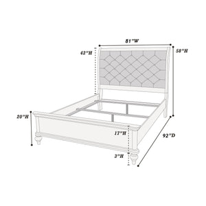 English Elm Silver Tufted Faux Leather Headboard Queen Bedframe with Crystal Shine Buttons, Nail Trim, Sturdy Bun Feet Champagne,Silver 84 L x 42 W x 8 H B011S01836