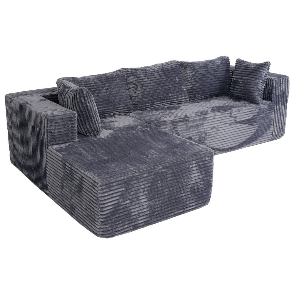 English Elm 100" Corduroy L-shaped Sectional with Deep Foam Seats Modular Living Room Couch T5880S00006