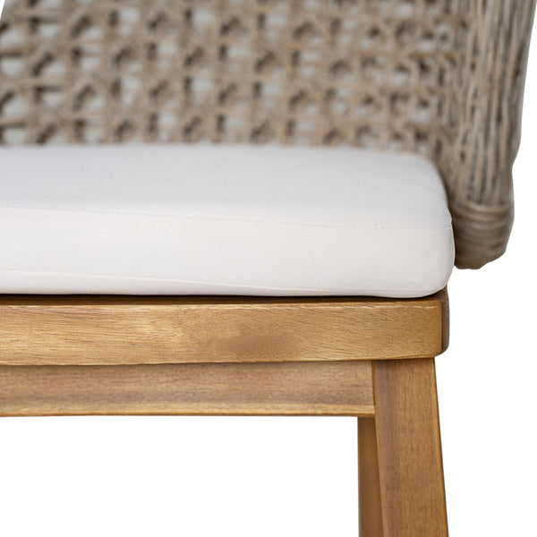 English Elm Outdoor Acacia Teak Bar Stools Set of 2 Wicker Back with Cushioned Patio Seating N773P306707B