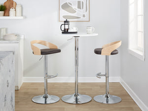 English Elm Adjustable Swivel Barstools Set of 3 Faux Leather Chrome Base Kitchen Counter B202S02031