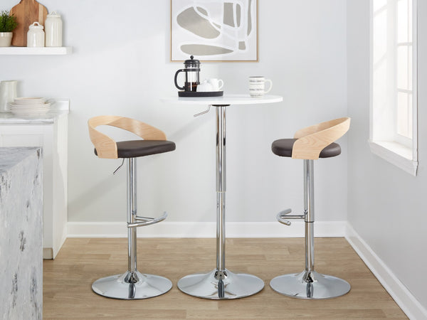 English Elm Adjustable Swivel Barstools Set of 3 Faux Leather Chrome Base Kitchen Counter B202S02031