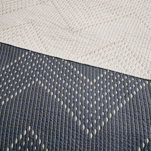 JLA Home INK+IVY - 3 INK+IVY Pomona Embroidered Cotton Quilt Mini Set - Navy with Taupe Reversible, Antimicrobial Comfort II13-565