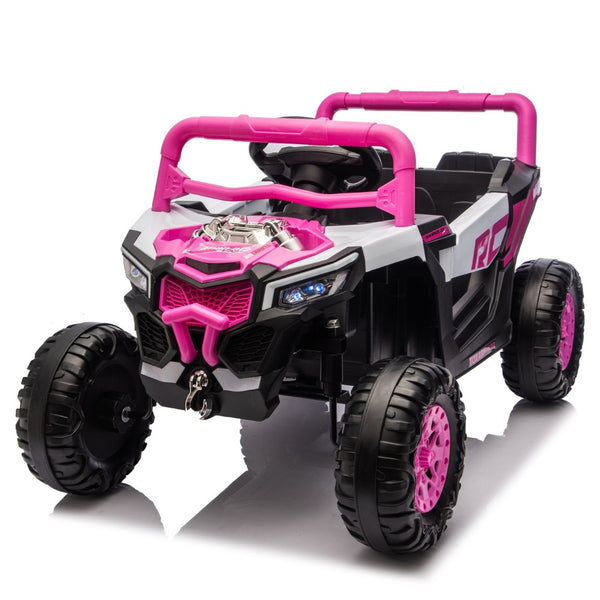English Elm 12v Kids Electric Utv Ride on Toy with Parental Remote Swing Function and Shock Absorbers Pink W1578P368159