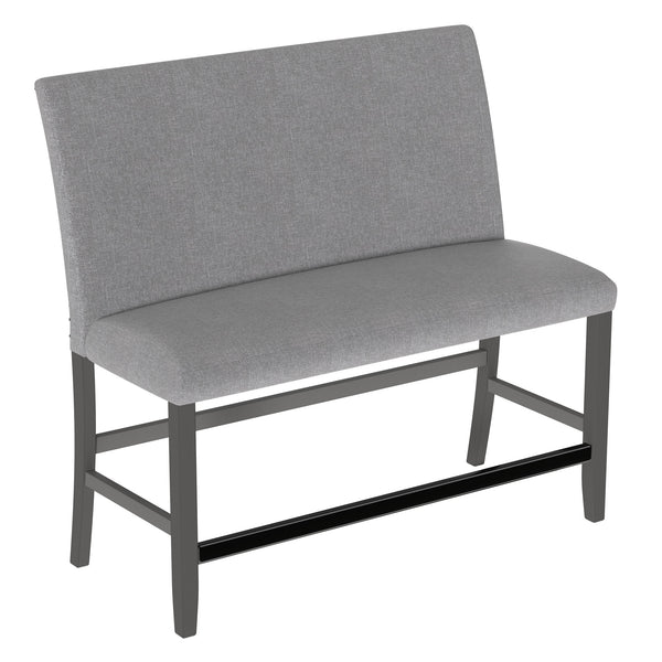 English Elm Wallace & Bay - Gray Transitional Upholstered Bench With Back in Walnut Ash Finish — 44"L Durable Wood Frame, Easy Care B361P384467