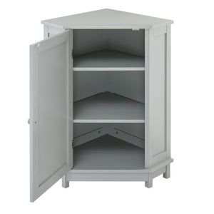 English Elm Grey Triangle Corner Bathroom Cabinet with Adjustable Shelves, MDF Storage Unit for Towels & Supplies (31.5"L x 20.28"W) N725P172615E