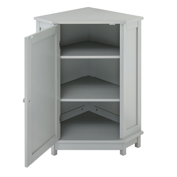 English Elm Grey Triangle Corner Bathroom Cabinet with Adjustable Shelves, MDF Storage Unit for Towels & Supplies (31.5"L x 20.28"W) N725P172615E