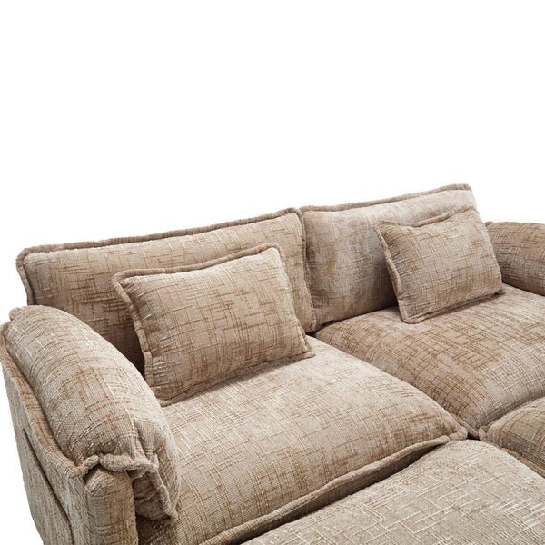 English Elm United Cozy Two-Seat Chenille Sofa With Detachable Armrests, Footstools, And Side Pockets For Storage W1568S00138-GIGA