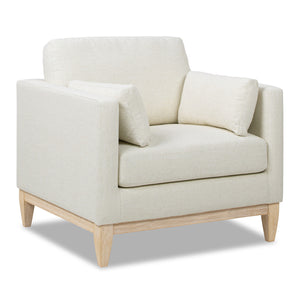 English Elm Jennifer Taylor Home - Knox 36" Modern Farmhouse Arm Chair with Feather-Down Foam, Removable Covers, Flax White Linen B2719P353144