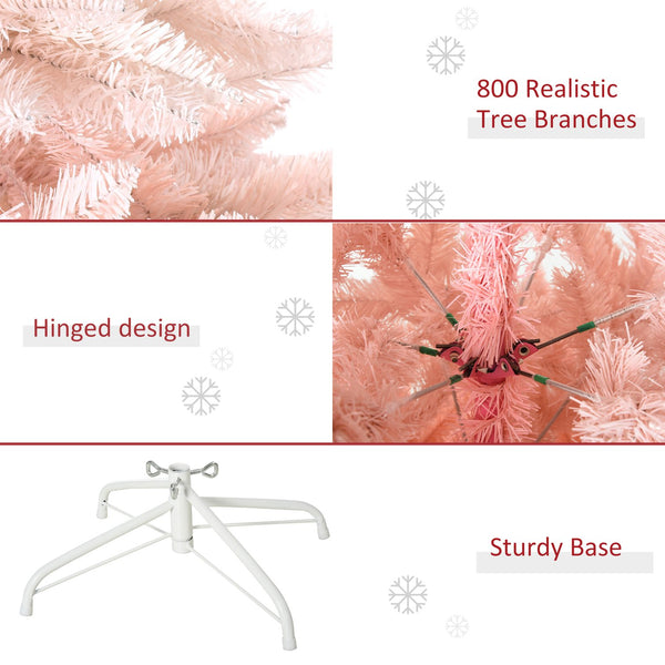 English Elm Homcom 6Ft Pink Unlit Spruce Christmas Tree With 800 Tips - Realistic, Customizable & Durable Décor W2225P229761