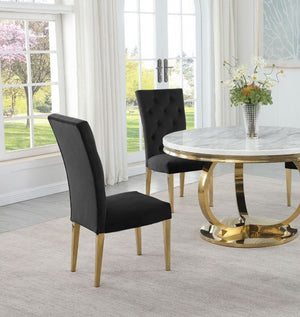 English Elm Modern Velvet Upholstered Dining Chair Set Of 2 With Gold Legs, Chic Tufted Design For Glam Spaces B011P353093
