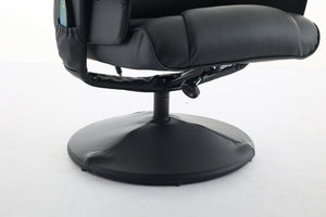 English Elm 011-Massage Recliner Chair with Ottoman, 360° Swivel PU Leather, 5-Point Vibration Massage, Heated Seat, 140° Backrest Comfort Black W2636P262429