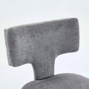 English Elm Mid Century Modern Counter Height Bar Stools Set of 2 with Curved Copper-Stud Back, Foam Spring Cushion, Walnut Legs and Adjustable Balance Studs Gray W1143P296348