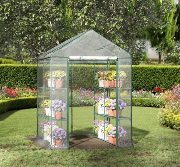 English Elm Outdoor Lean to Walk in Greenhouse with Polyethylene Cover for Year Round Growing T3971P383542