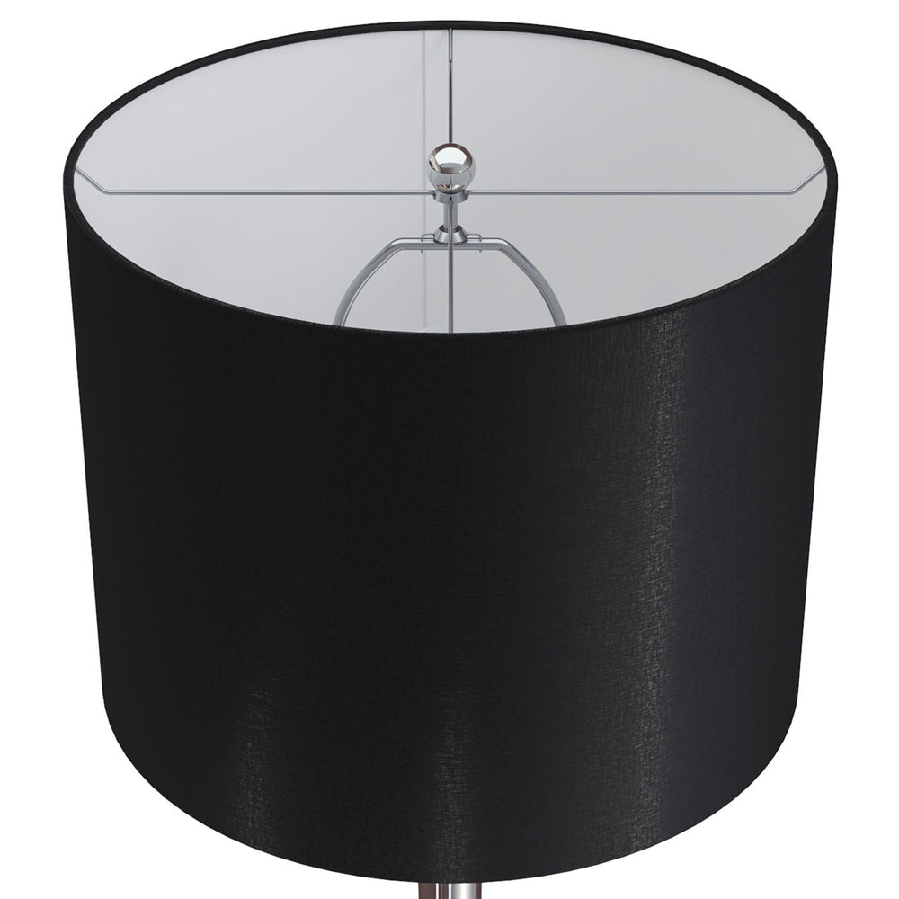 English Elm Lenuxe 24" Contemporary Metal Table Lamp Set of 2 with Metallic Linen Drum Shade and 3-Way Switch Nickel B202P224075