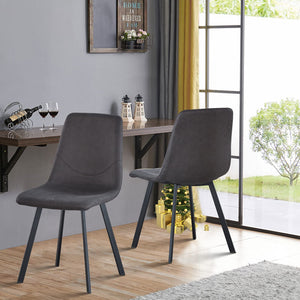 English Elm Dining Chairs Set of 2 Dark Gray Velvet Upholstered Mid-Century Metal Legs Ergonomic Supportive Seating for Kitchen & Dining Room, Easy Clean & Assembly B205P339998