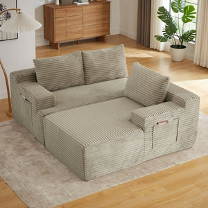 English Elm L-shaped Cloud Sectional with Corduroy Upholstery Deep Seat Modular Sofa Living Room W2339P400975