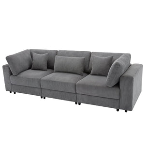 English Elm Sofa Corduroy Upholstered Living Room Couch with Spring Support and Wooden Frame WF532116AAE