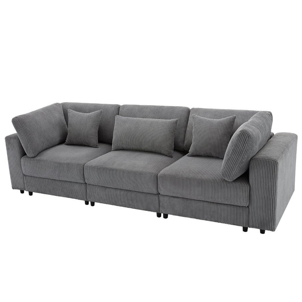 English Elm Sofa Corduroy Upholstered Living Room Couch with Spring Support and Wooden Frame WF532116AAE