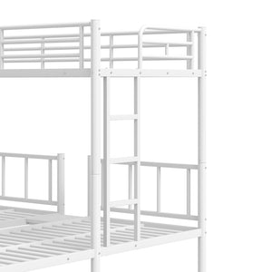 English Elm Twin Triple Bunk Bed Metal L-shaped Frame Sleeps Three Kids White Finish White W1580S00616