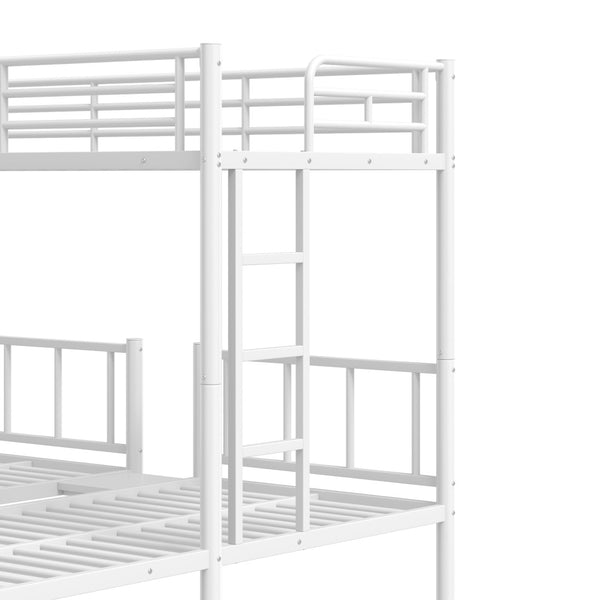 English Elm Twin Triple Bunk Bed Metal L-shaped Frame Sleeps Three Kids White Finish White W1580S00616