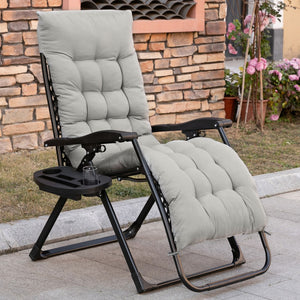 English Elm Outsunny Zero Gravity Lounge Chair - Portable Folding Recliner With Side Tray & Padded Cushion, Gray W2225P174105-GIGA
