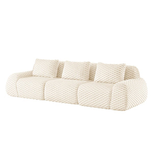English Elm 114" Modular Cloud Sectional Sofa Flannelette Upholstery Deep Seat Living Room Couch Cream W714S01518