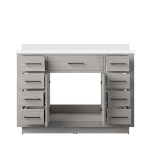 English Elm White Oak Single Bath Vanity 48" W With Cultured Marble Top - Stylish, Durable, Fully Assembled Design B2731P257718-GIGA