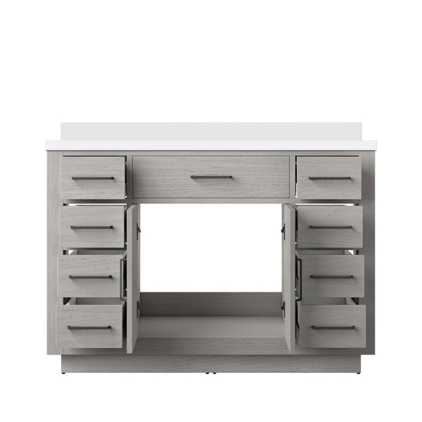 English Elm White Oak Single Bath Vanity 48" W With Cultured Marble Top - Stylish, Durable, Fully Assembled Design B2731P257718-GIGA