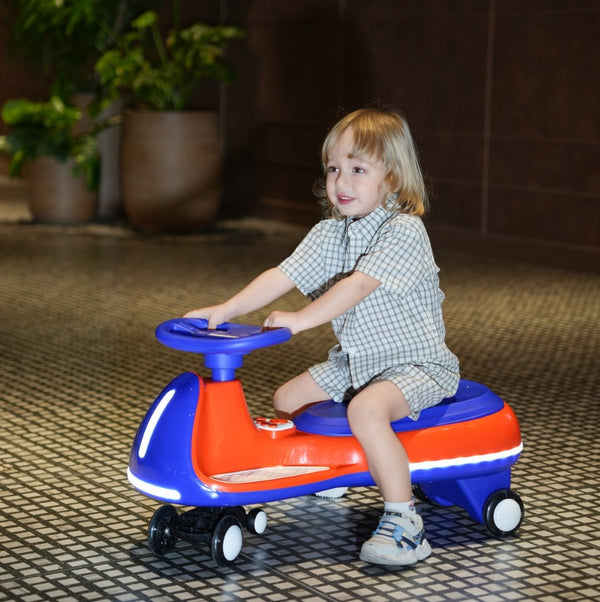 English Elm 12v Kids Ride on Twist Car with Dual Motors Led Wheels Bluetooth and Learning Content W1760P384599