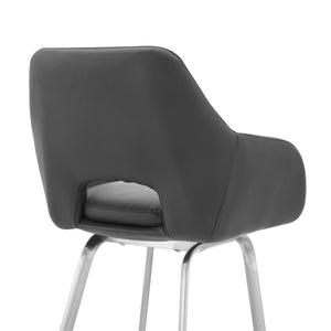 English Elm Freya Gray Faux Leather Swivel Bar Stool - 30" Height, Modern Design, Easy-Clean & Durable Steel Frame B2736P268542