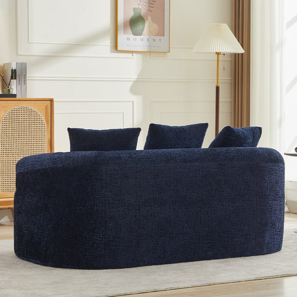 English Elm Curved Chenille Loveseat with Memory Foam Deep Seat and Pillows for Small Spaces W2915P417173