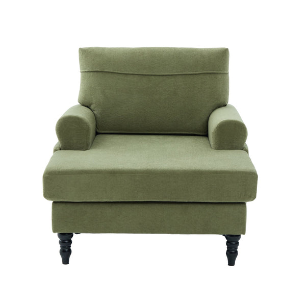 English Elm Modern Chenille Recliner Chaise Lounge Sofa Chair with High-Resilience Foam, Wide Seat, 550lb Capacity Olive Green W395P371338
