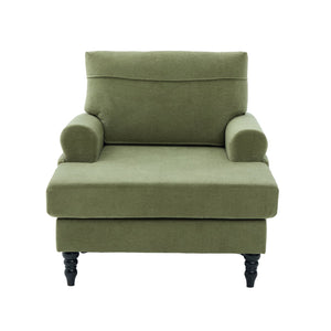 English Elm Modern Chenille Fabric Recliner Chaise Lounge Sofa with High-Resilience Foam, 550LB Capacity, Cozy Plush Backrest and Armrests for Living Room Relaxation Olive Green W395P371338